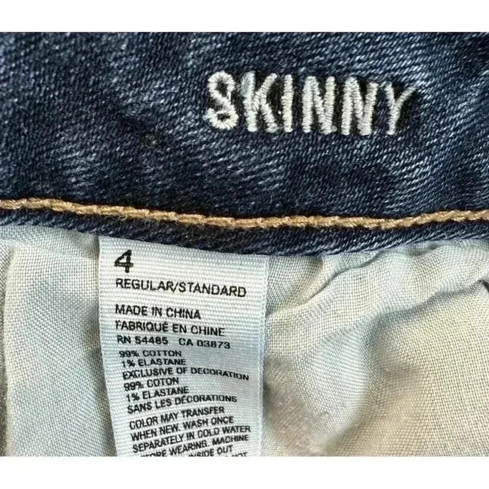 American Eagle Jeans Women's Sz 4 Skinny Low Rise Embellished Pockets Blue Denim - Picture 7 of 9